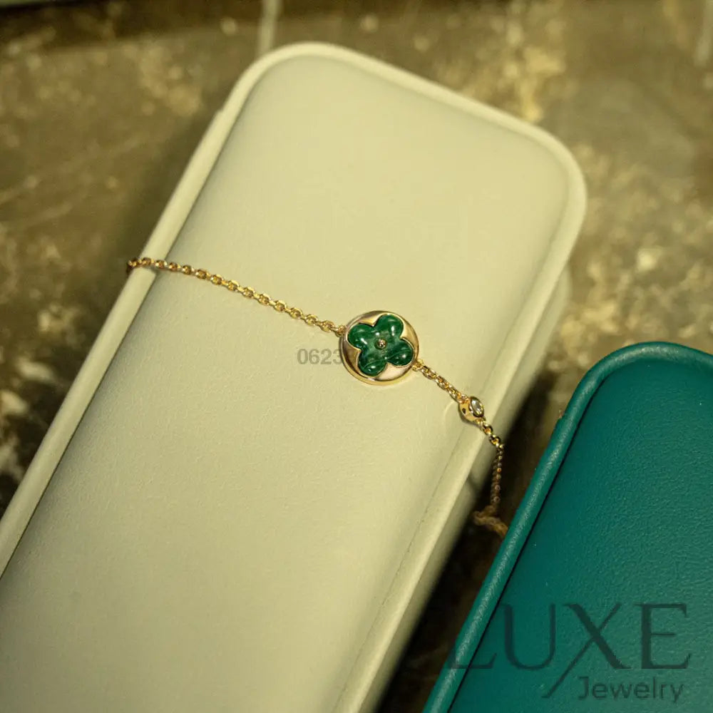 OWATCH™️SUN MALACHITE 1 DIAMOND PINK GOLD BRACELET Pink Gold Bracelets