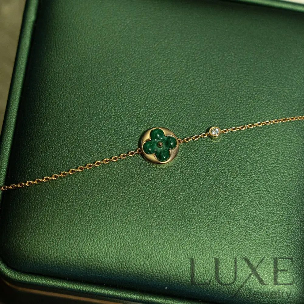 OWATCH™️SUN MALACHITE 1 DIAMOND PINK GOLD BRACELET Pink Gold Bracelets