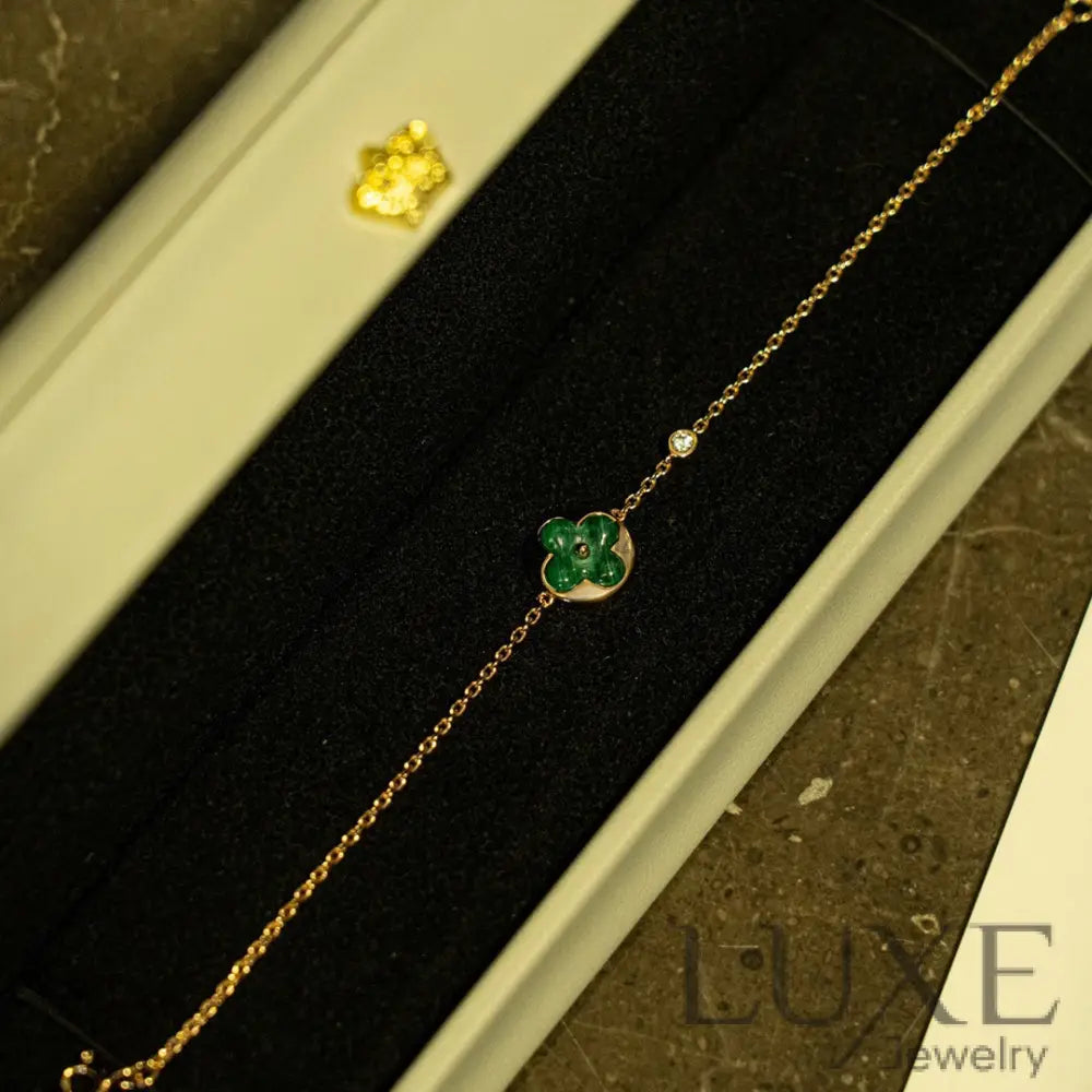 OWATCH™️SUN MALACHITE 1 DIAMOND PINK GOLD BRACELET Pink Gold Bracelets
