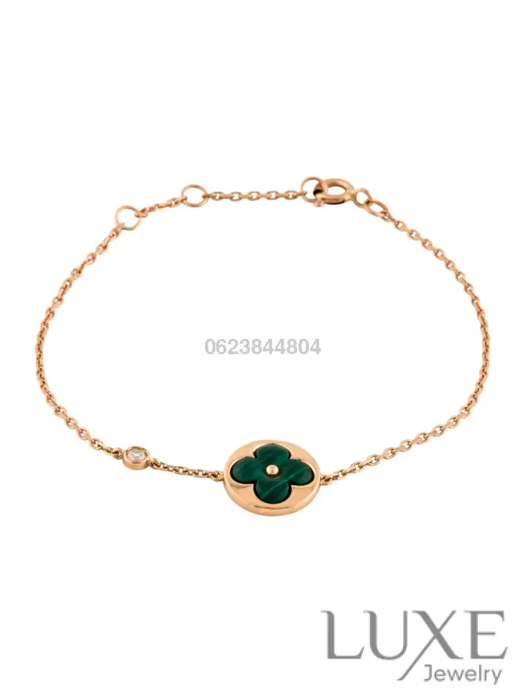OWATCH™️SUN MALACHITE 1 DIAMOND PINK GOLD BRACELET Pink Gold Bracelets