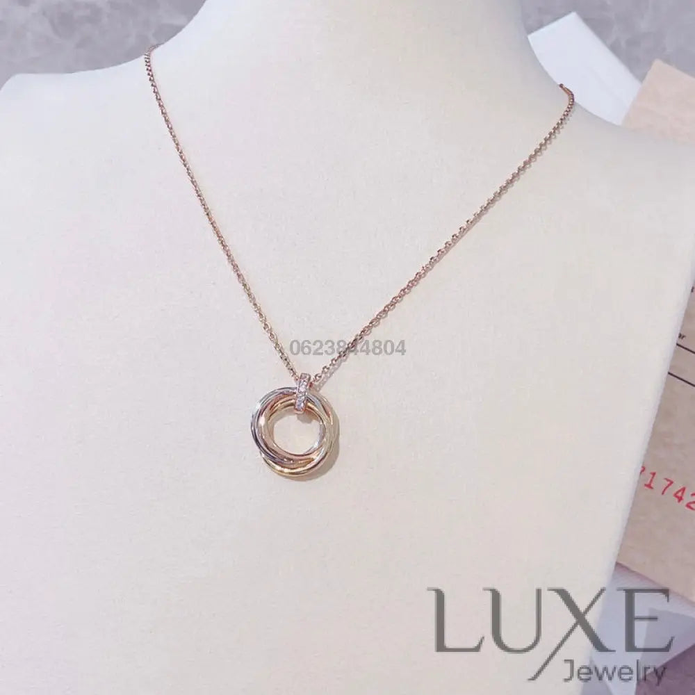[ Owatch™️ ]TRINITY NECKLACE GOLD DIAMONDS Glod Necklaces
