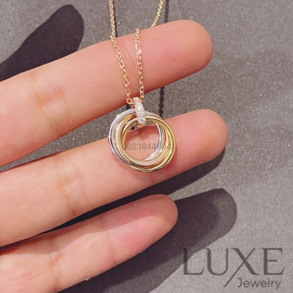 [ Owatch™️ ]TRINITY NECKLACE GOLD DIAMONDS Glod Necklaces