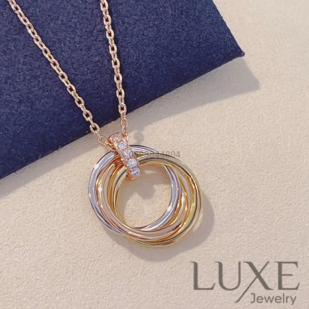 [ Owatch™️ ]TRINITY NECKLACE GOLD DIAMONDS Glod Necklaces