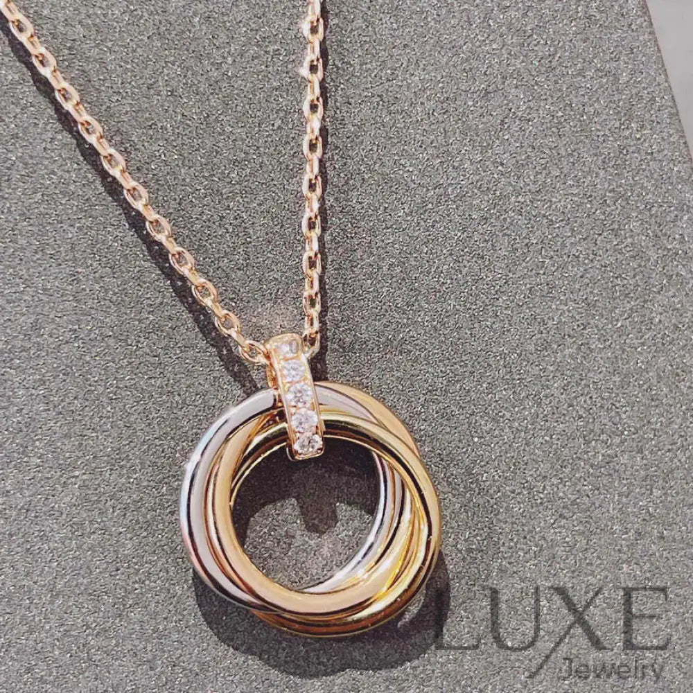 [ Owatch™️ ]TRINITY NECKLACE GOLD DIAMONDS Glod Necklaces