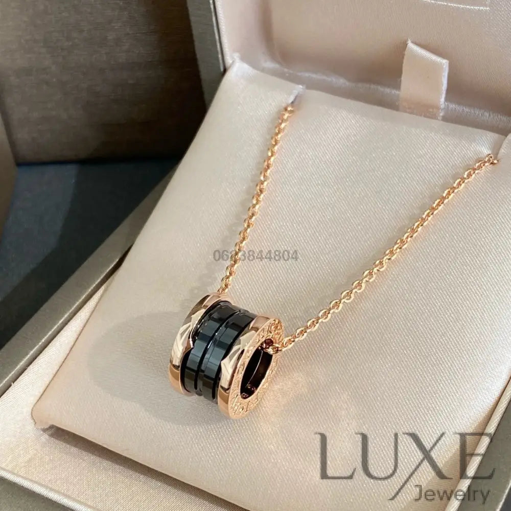 [Owatch™️ ]ZERO 1 BLACK CERAMIC PINK GOLD NECKLACE Pink gold Necklaces