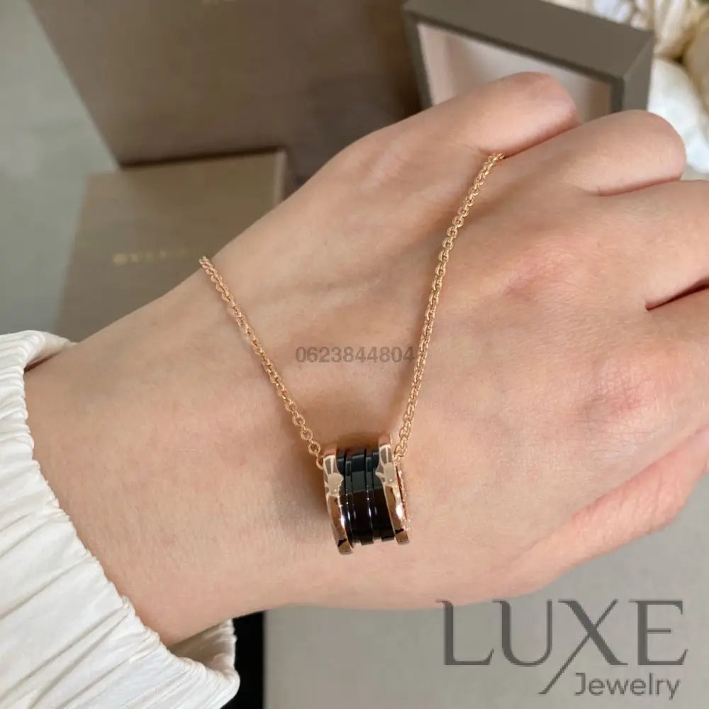 [Owatch™️ ]ZERO 1 BLACK CERAMIC PINK GOLD NECKLACE Pink gold Necklaces