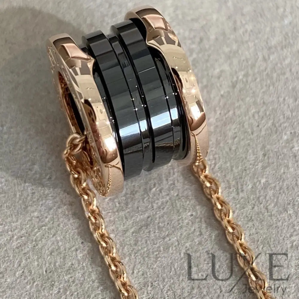 [Owatch™️ ]ZERO 1 BLACK CERAMIC PINK GOLD NECKLACE Pink gold Necklaces