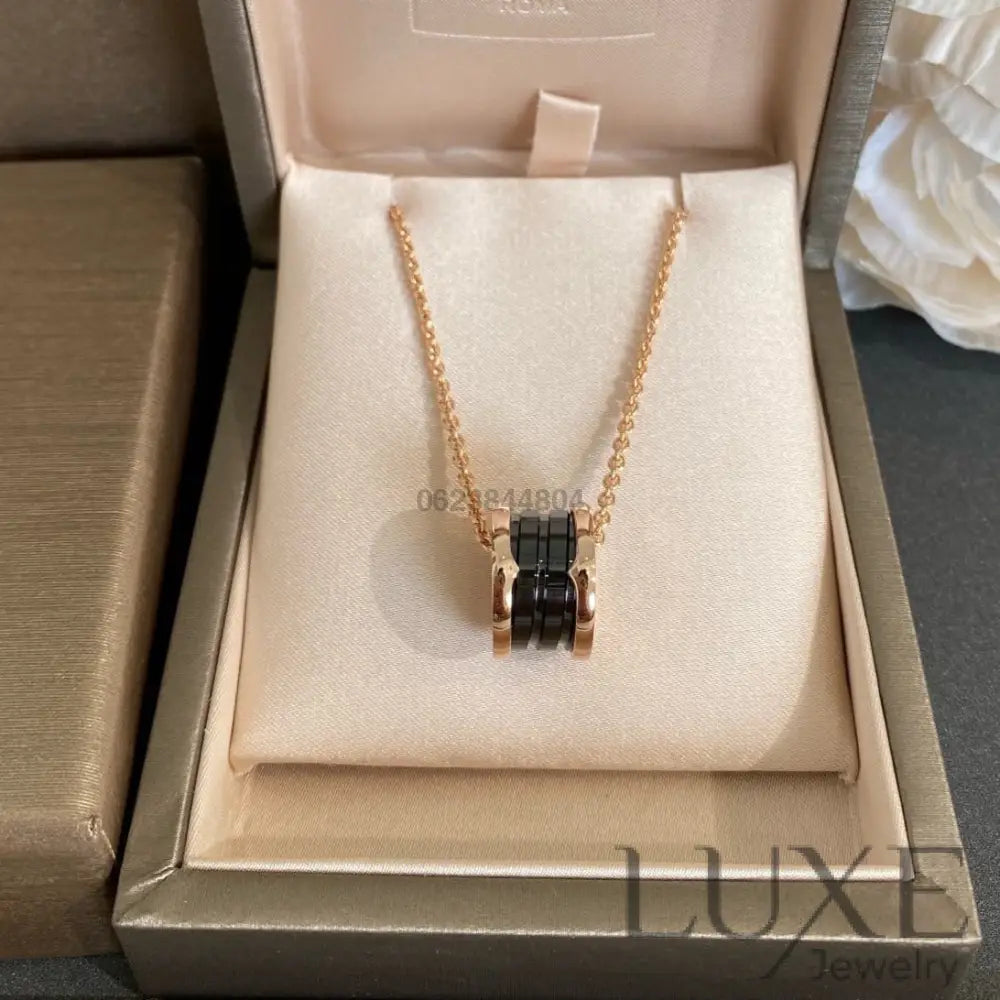 [Owatch™️ ]ZERO 1 BLACK CERAMIC PINK GOLD NECKLACE Pink gold Necklaces