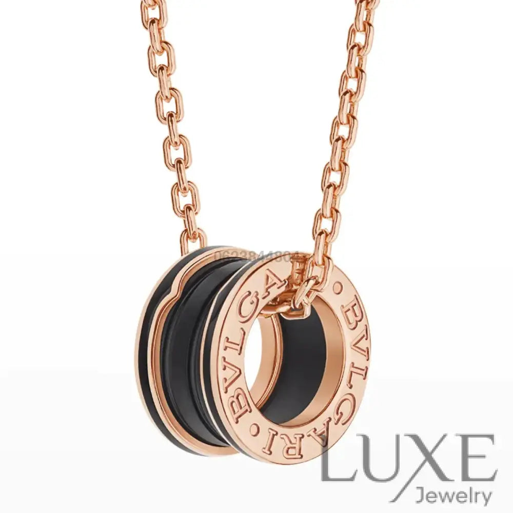 [Owatch™️ ]ZERO 1 BLACK CERAMIC PINK GOLD NECKLACE Pink gold Necklaces