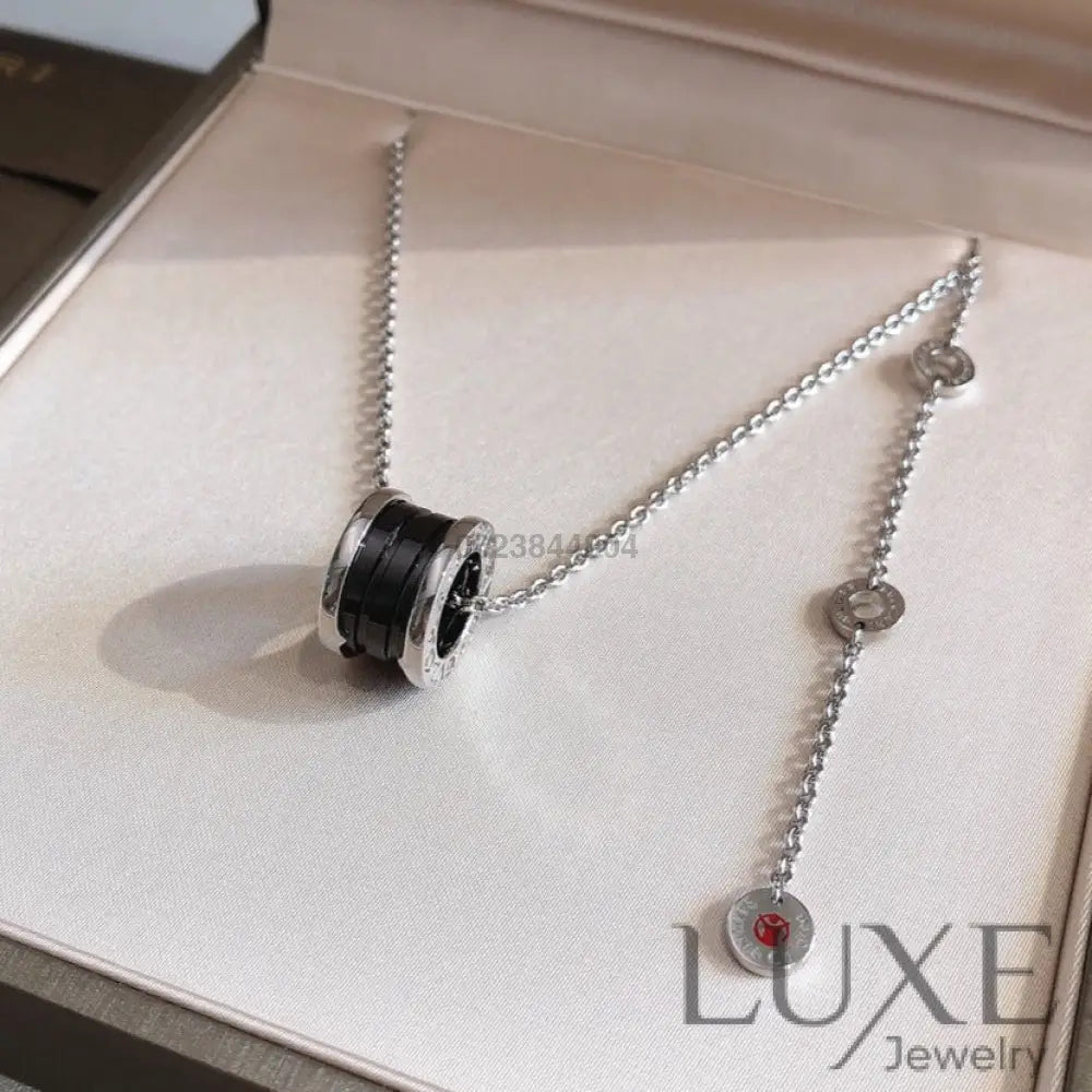 [Owatch ™️]ZERO 1 BLACK CERAMIC SILVER NECKLACE Silver Necklaces