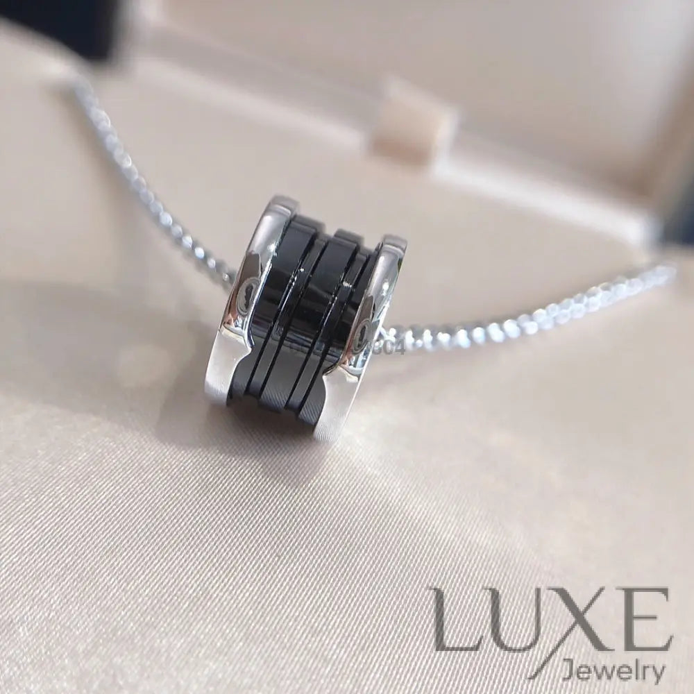 [Owatch ™️]ZERO 1 BLACK CERAMIC SILVER NECKLACE Silver Necklaces
