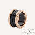 [Owatch™]ZERO 1 FOUR-BAND LOOPS AND BLACK CERAMIC SPIRAL PINK GOLD RING Pink Gold / 5 Rings