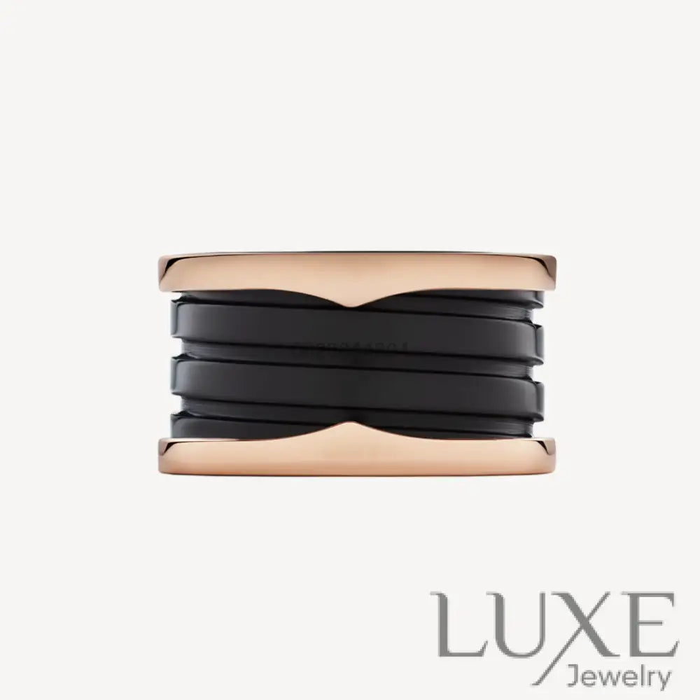 [Owatch™]ZERO 1 FOUR-BAND LOOPS AND BLACK CERAMIC SPIRAL PINK GOLD RING Rings