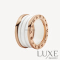 [Owatch™]ZERO 1 FOUR-BAND LOOPS AND WHITE CERAMIC SPIRAL PINK GOLD RING Pink Gold / 5 Rings