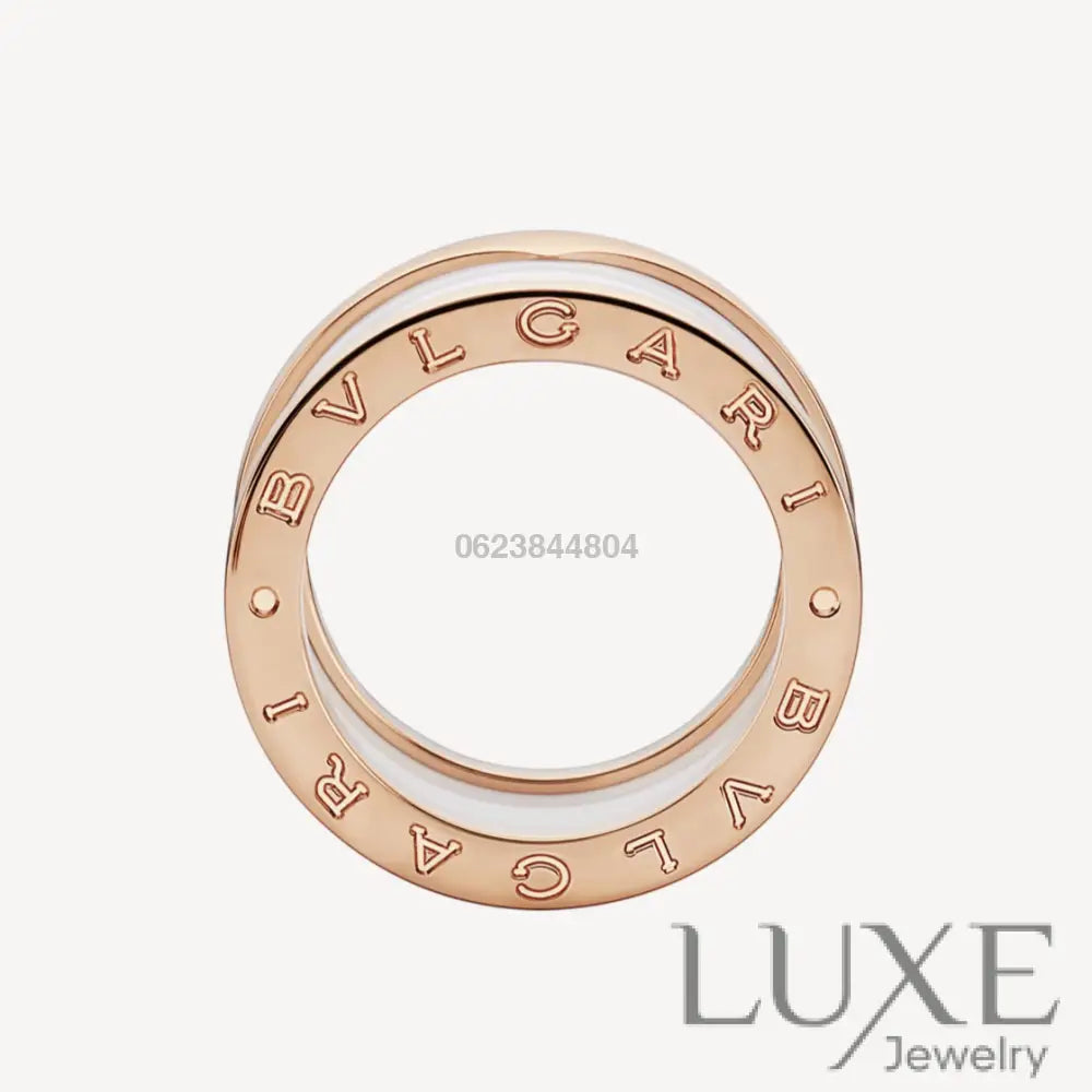 [Owatch™]ZERO 1 FOUR-BAND LOOPS AND WHITE CERAMIC SPIRAL PINK GOLD RING Rings