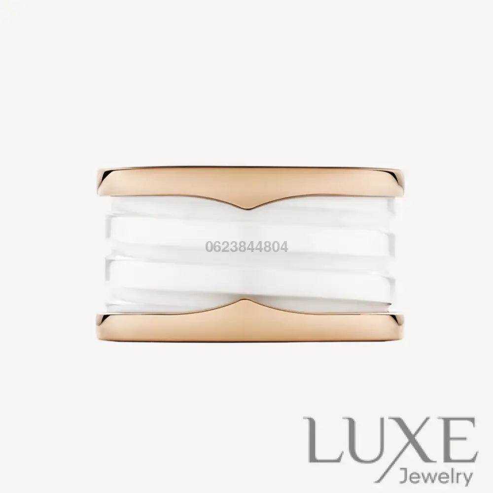 [Owatch™]ZERO 1 FOUR-BAND LOOPS AND WHITE CERAMIC SPIRAL PINK GOLD RING Rings