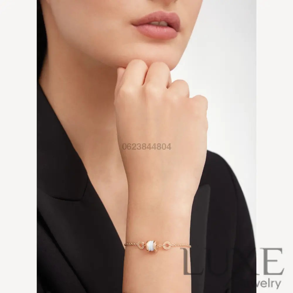 OWATCH™️ZERO 1 SOFT PINK GOLD AND WHITE CERAMIC BRACELET Pink Gold Bracelets
