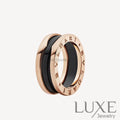 [Owatch™]ZERO 1 TWO-BAND LOOPS AND BLACK CERAMIC PINK GOLD RING Pink Gold / 5 Rings