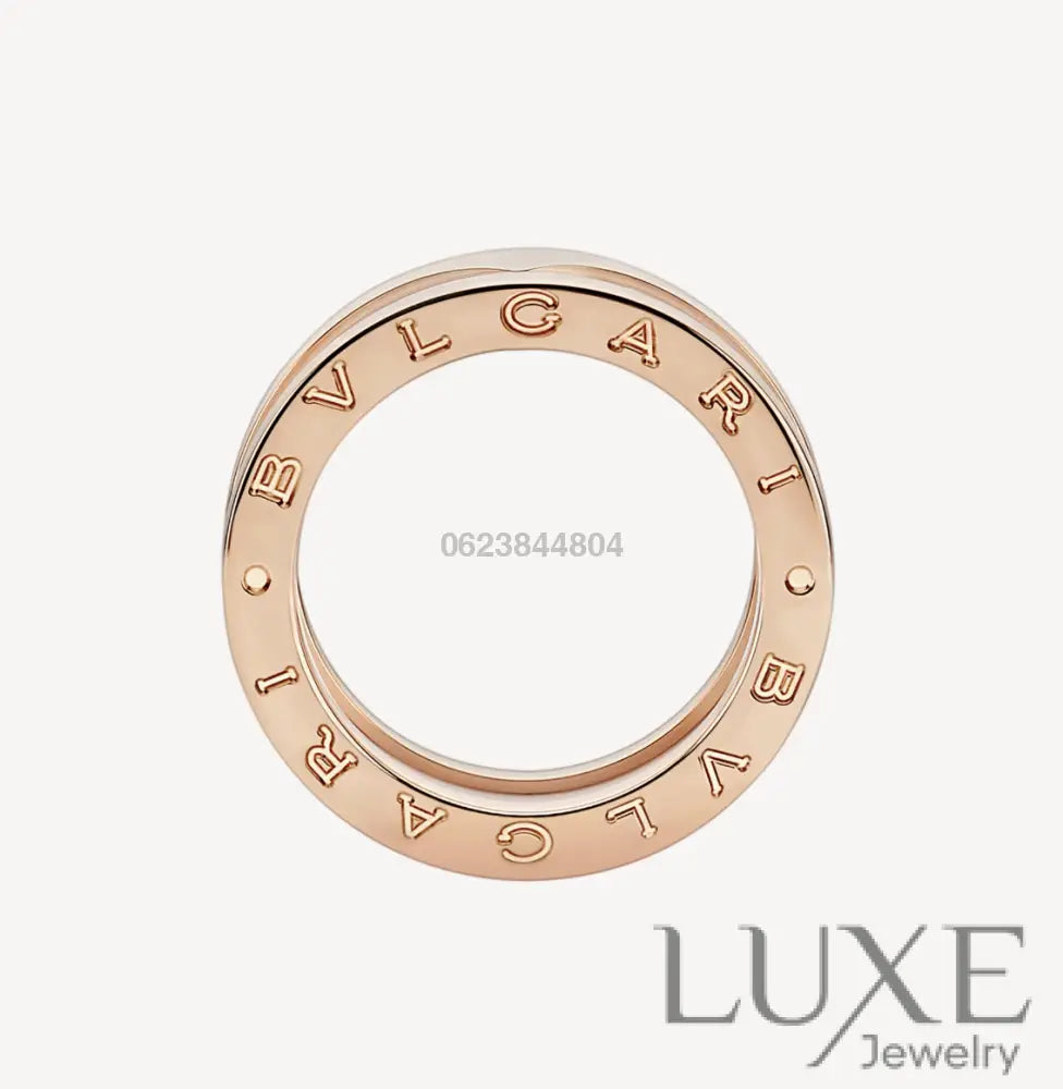 [Owatch™]ZERO 1 TWO-BAND LOOPS AND WHITE CERAMIC SPIRAL PINK GOLD RING Rings
