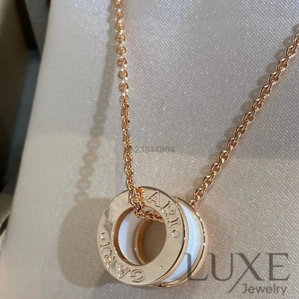 [Owatch ™️]ZERO 1 WHITE CERAMIC PINK GOLD NECKLACE Pink Gold Necklaces