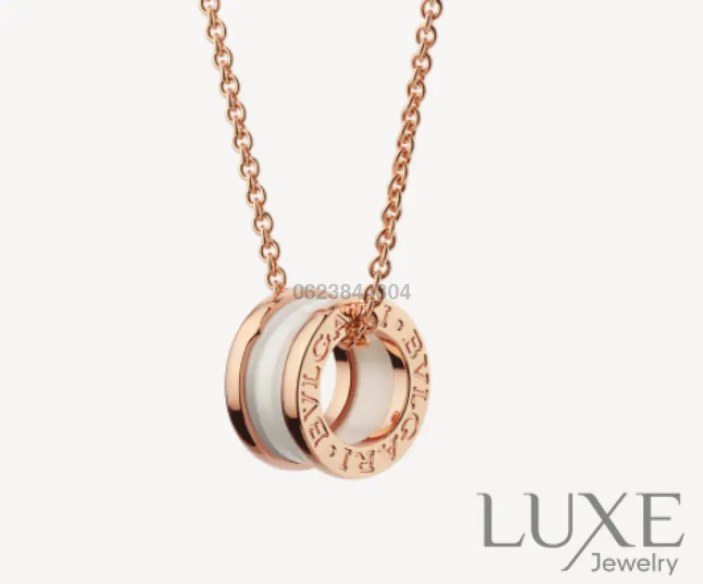 [Owatch ™️]ZERO 1 WHITE CERAMIC PINK GOLD NECKLACE Pink Gold Necklaces