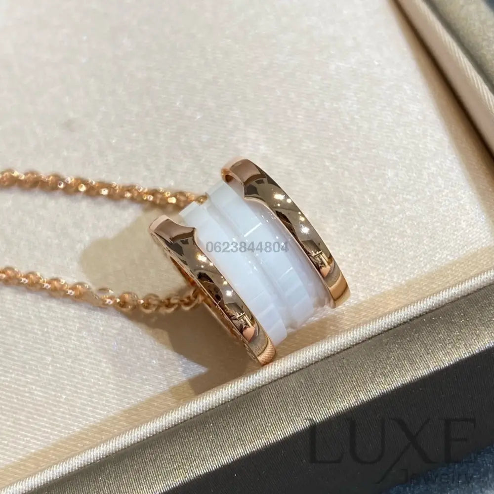 [Owatch ™️]ZERO 1 WHITE CERAMIC PINK GOLD NECKLACE Pink Gold Necklaces