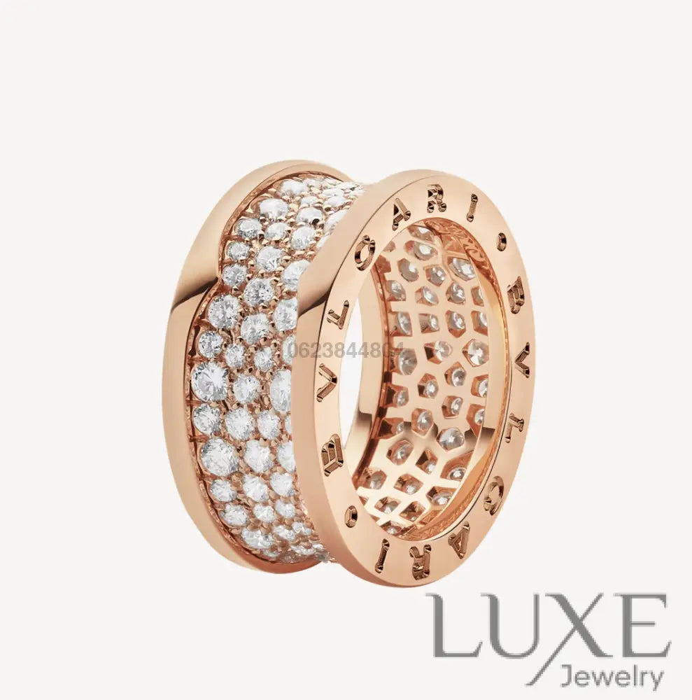 [Owatch™]ZERO 1 WITH PAVED DIAMONDS ON THE SPIRAL RING Pink Gold / 5 Rings