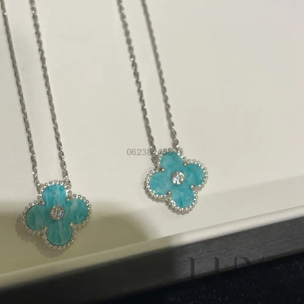 [watch™️]CLOVER 15MM DIAMOND SVRES PORCELAIN NECKLACE SILVER Silver Necklaces