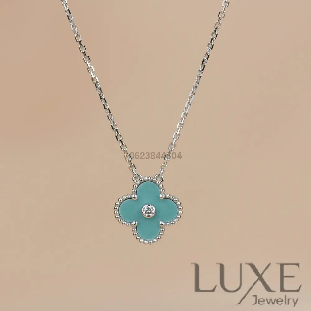 [watch™️]CLOVER 15MM DIAMOND SVRES PORCELAIN NECKLACE SILVER Silver Necklaces