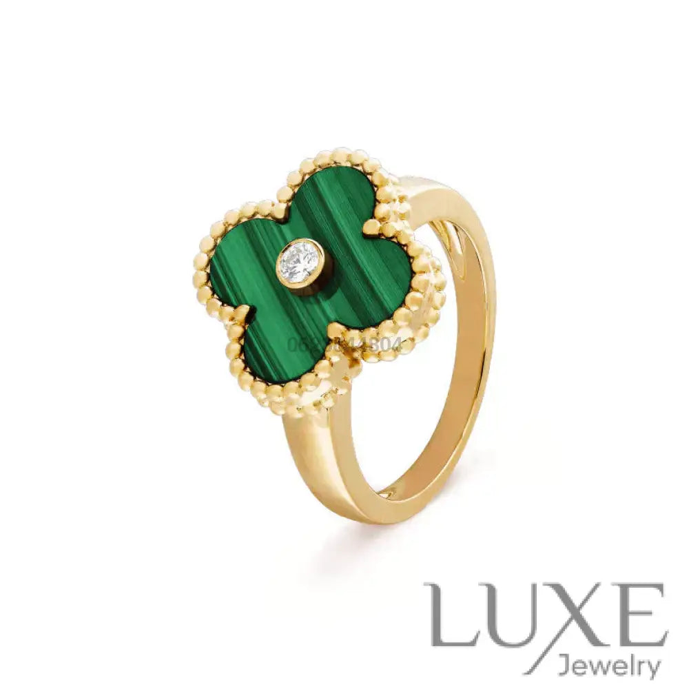 [watch™️]CLOVER MALACHITE RING GOLD DIAMOND Rings