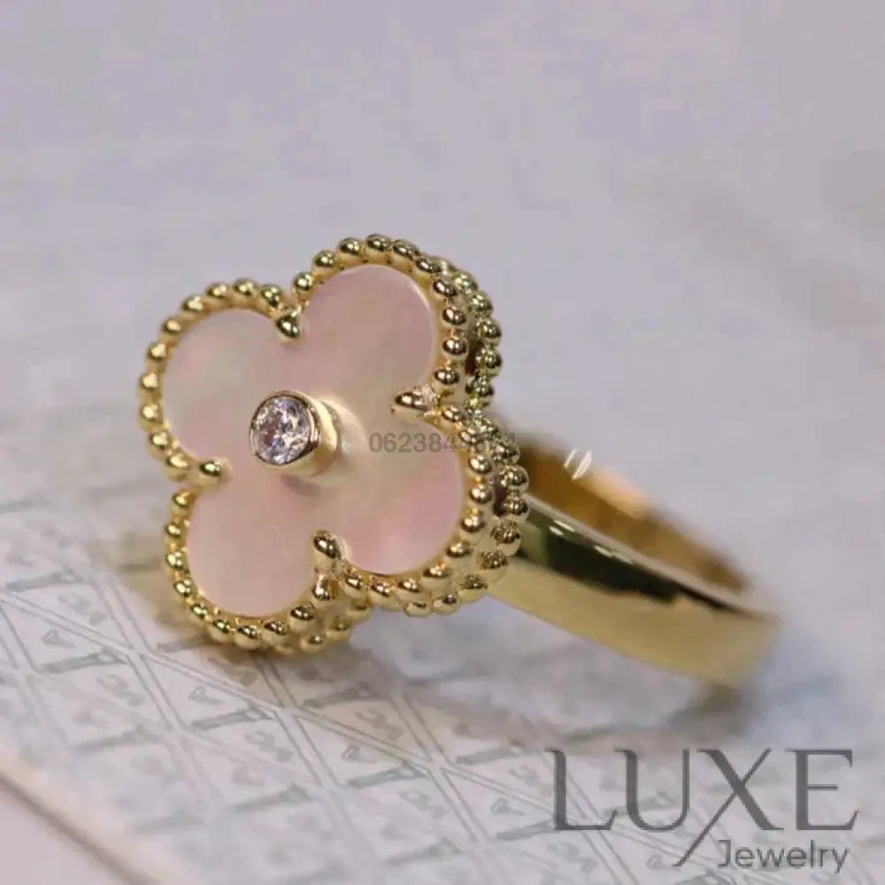 [watch™️CLOVER PINK MOP RING GOLD DIAMOND Rings