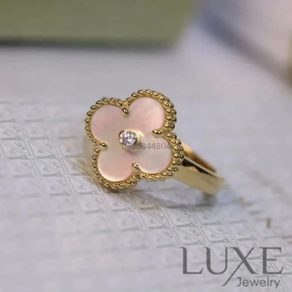 [watch™️CLOVER PINK MOP RING GOLD DIAMOND Rings