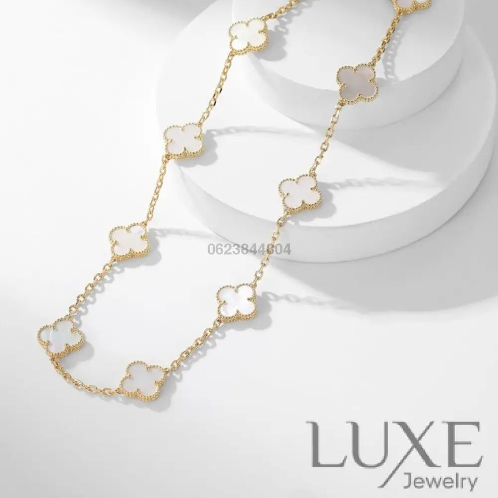 [watch™️™]CLOVERS THE 10-MOTIFS WHITE MOTHER OF PEARL NECKLACE Necklaces