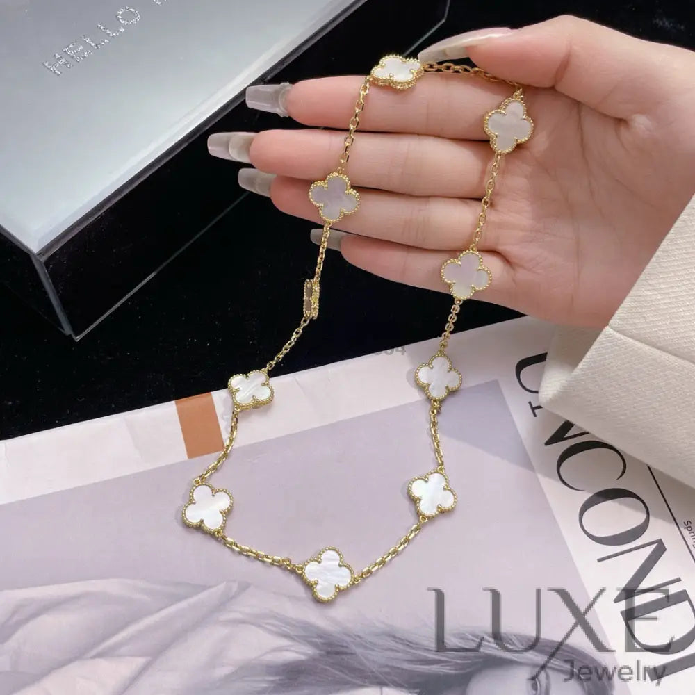 [watch™️™]CLOVERS THE 10-MOTIFS WHITE MOTHER OF PEARL NECKLACE Necklaces