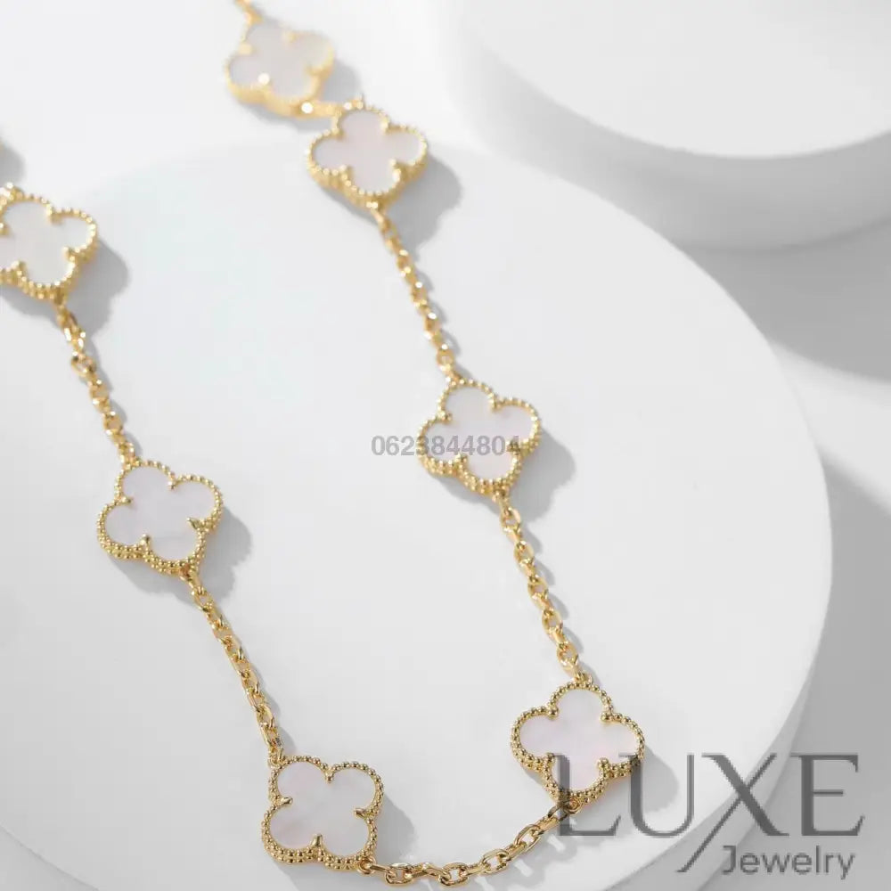 [watch™️™]CLOVERS THE 10-MOTIFS WHITE MOTHER OF PEARL NECKLACE Necklaces