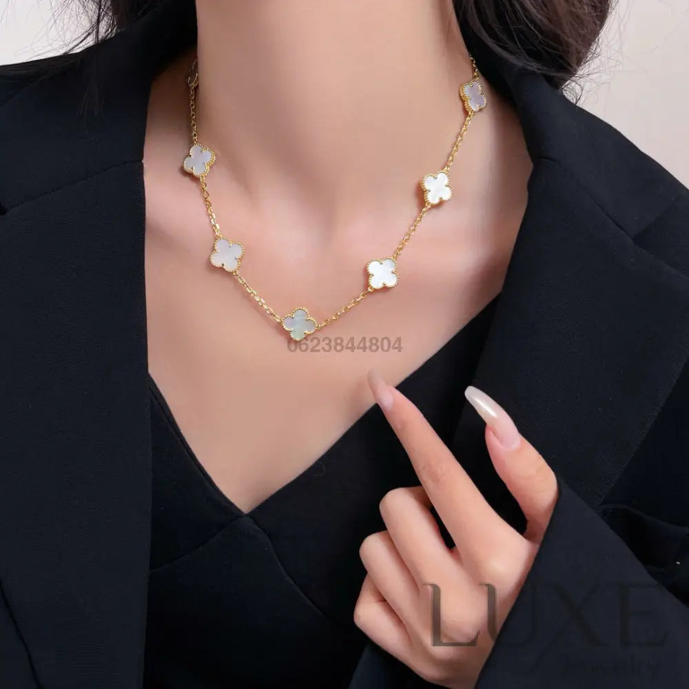 [watch™️™]CLOVERS THE 10-MOTIFS WHITE MOTHER OF PEARL NECKLACE Necklaces