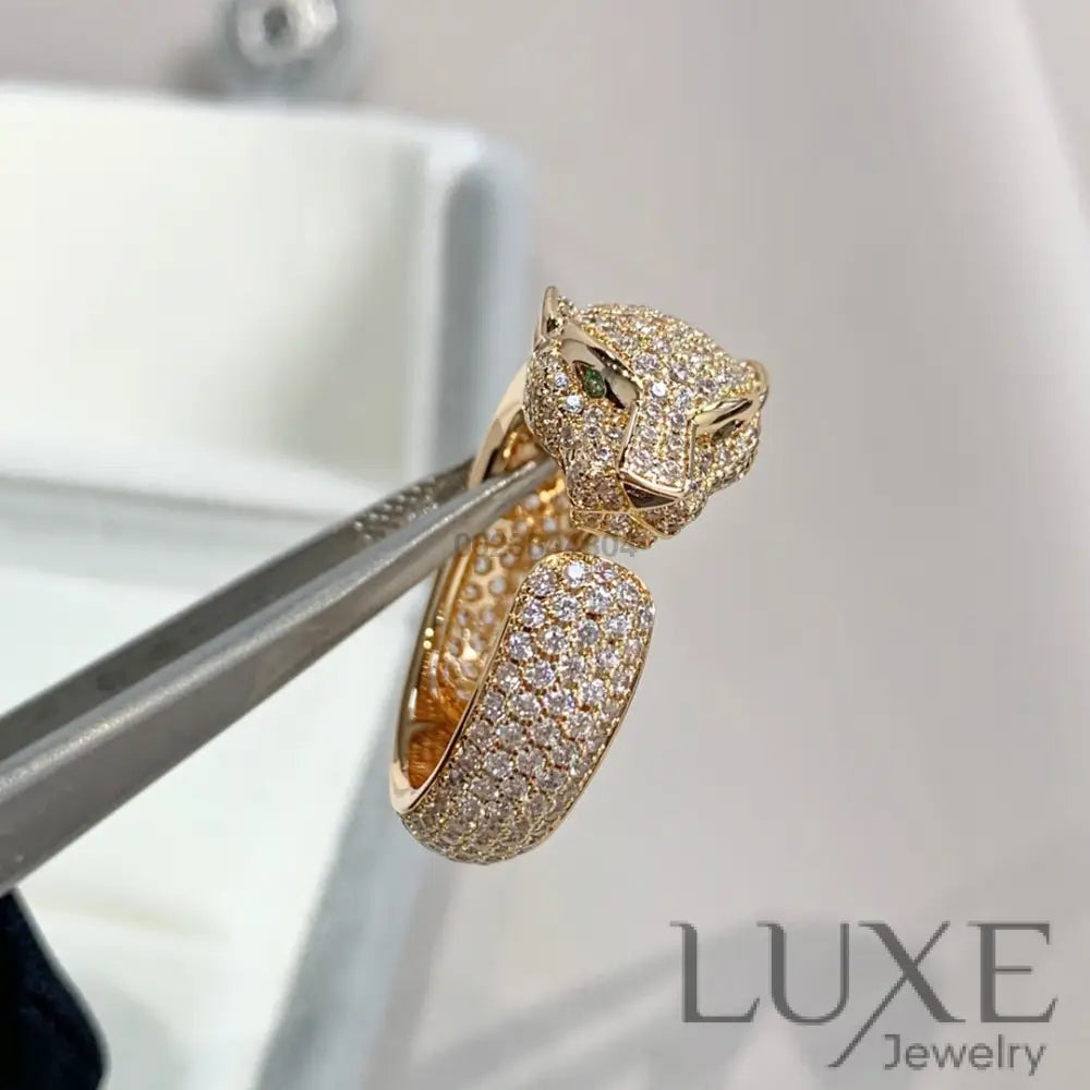 [watch™️]PANTHERE PINK GOLD DIAMOND RING Rings