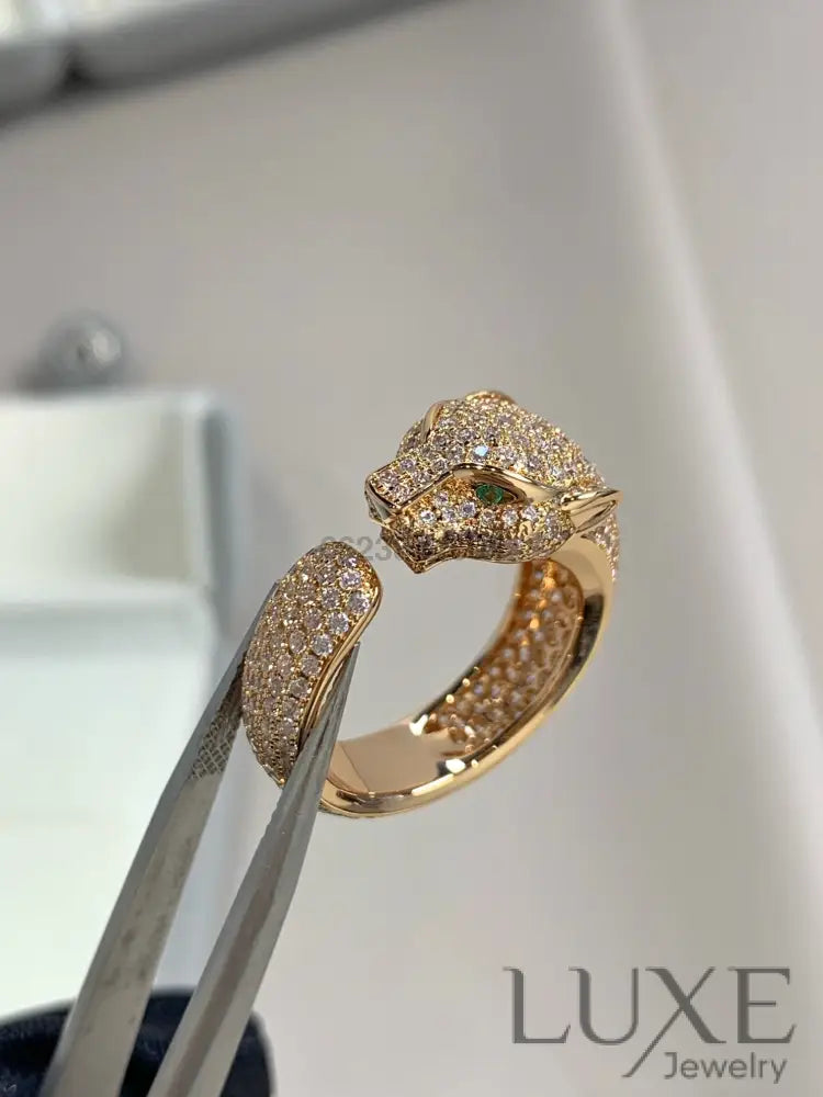 [watch™️]PANTHERE PINK GOLD DIAMOND RING Rings