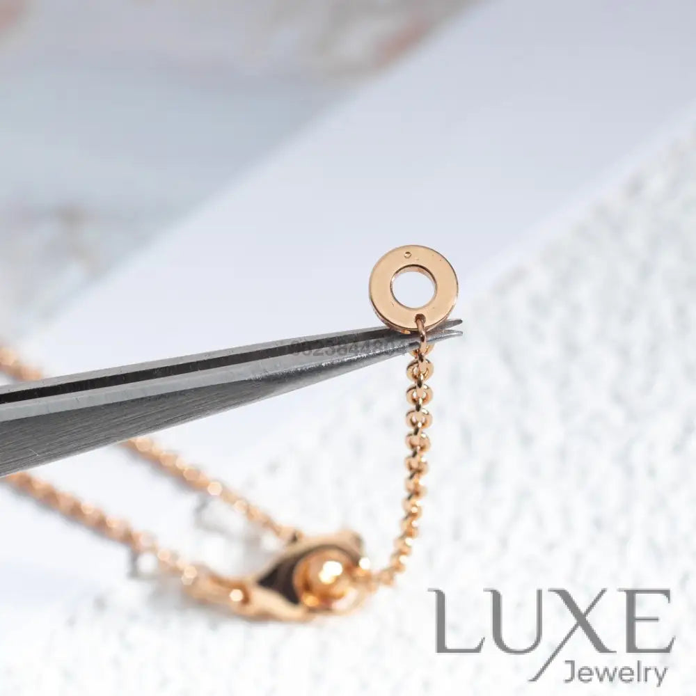 ZERO 1 WHITE CERAMIC PINK GOLD DIAMOND NECKLACE Pink Gold Necklaces