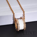 ZERO 1 WHITE CERAMIC PINK GOLD DIAMOND NECKLACE Pink Gold Necklaces